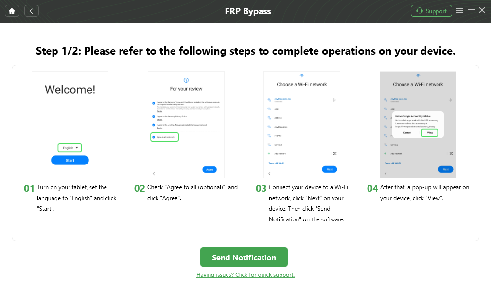 Follow the Instructions to Complete the Corresponding Settings