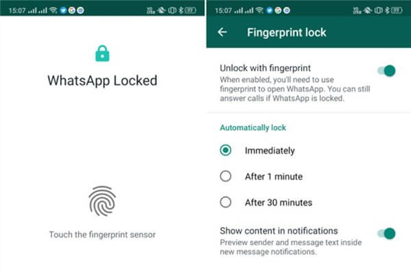 Unlock WhatsApp with Fingerprint