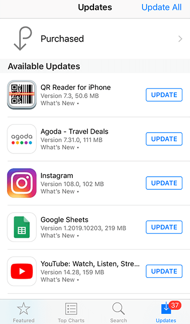 Update apps to the latest versions