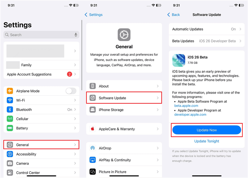 Update iOS on iPhone