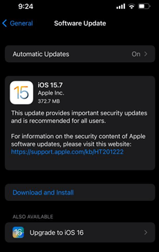 Upgrade to iOS 16