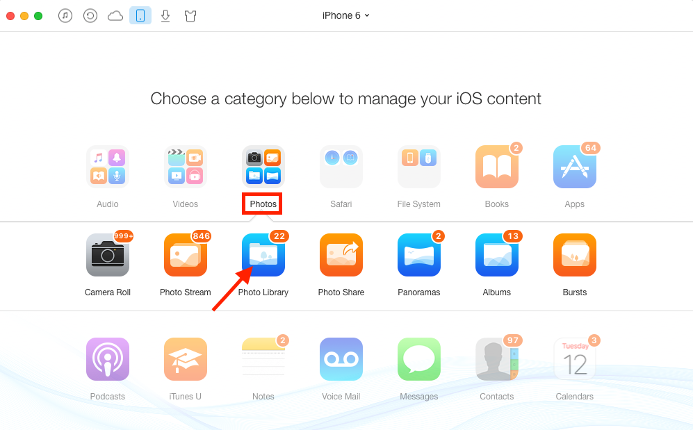 How to Upload Photos to iCloud from iPhone with AnyTrans - Step 2