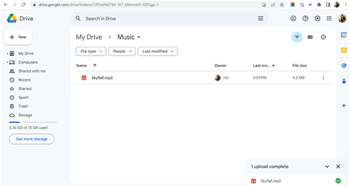Upload Music to Google Drive