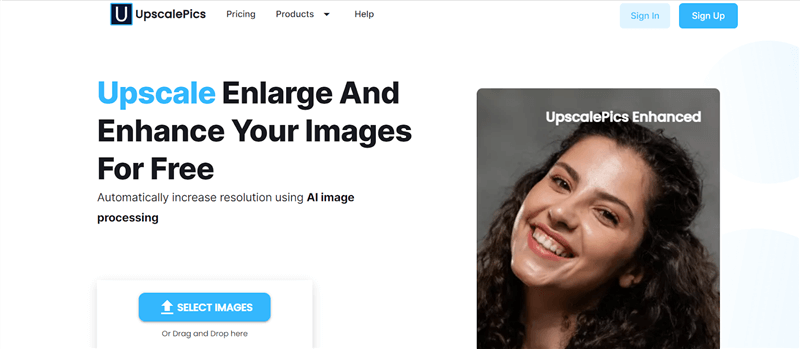 UpscalePics Welcome Page