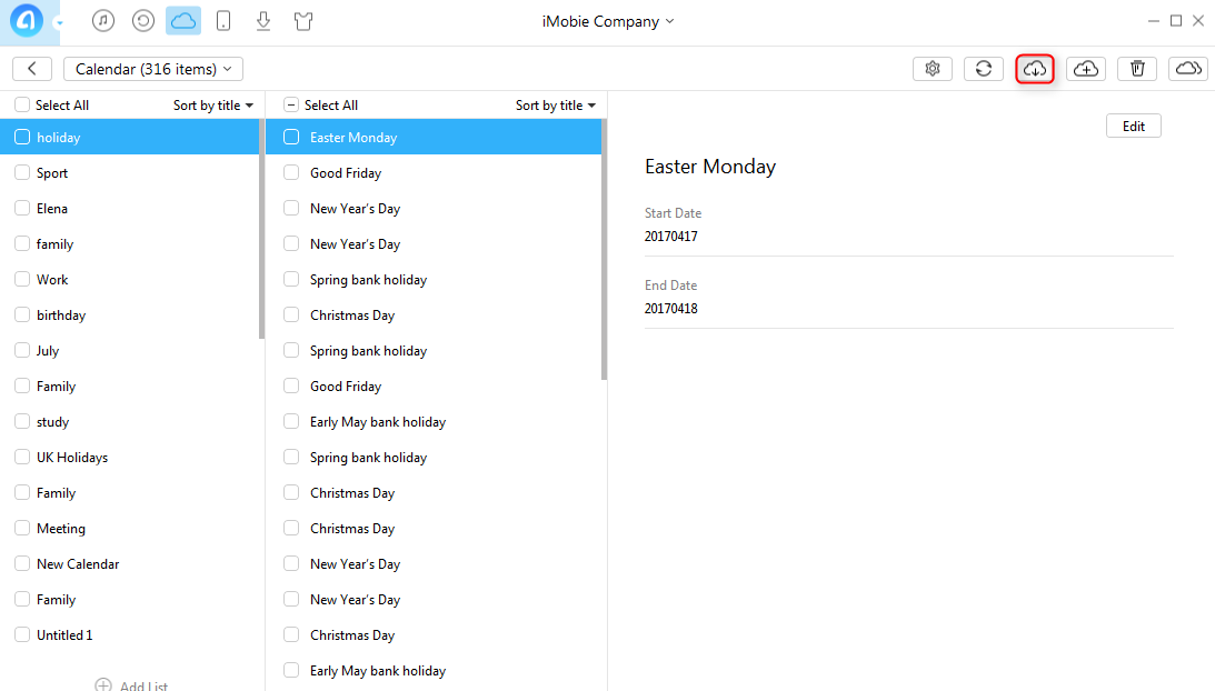 Download iCloud Calendar to Computer with AnyTrans