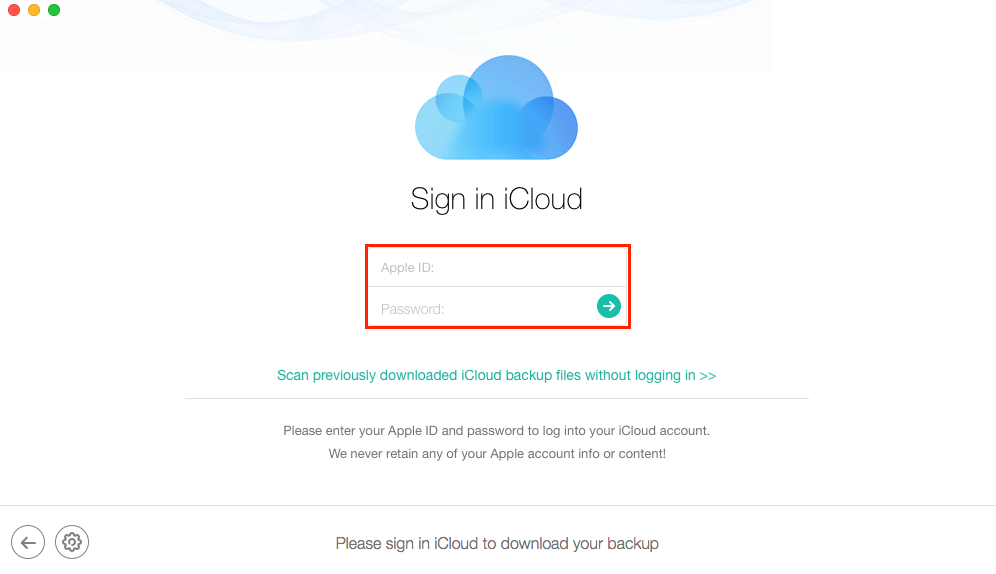 Log into iCloud Account on PhoneRescue for iOS