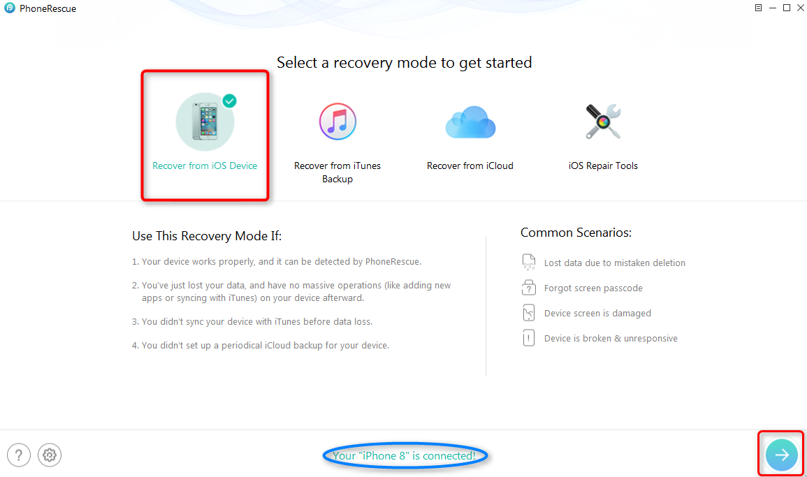 How to Recover Deleted History on iPhone 8 (Plus)/X - Step 1