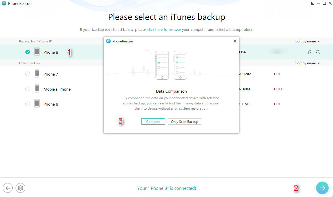 How to Recover Deleted History on iPhone 8 (Plus)/X from iTunes Backup - Step 2