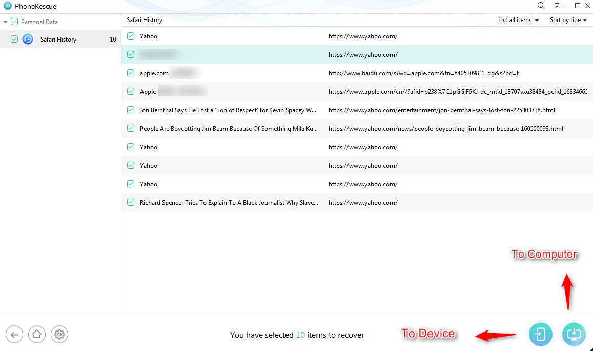 How to Recover Deleted History on iPhone 8 (Plus)/X from iTunes Backup - Step 4