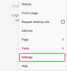 Open the Settings Panel for Firefox