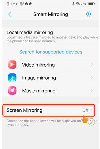 Tap on Screen Mirroring