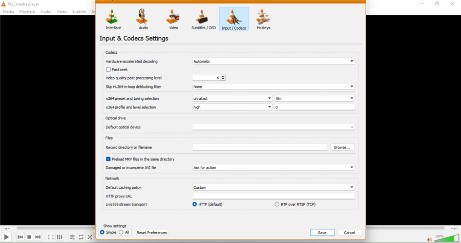 Click Input or Codecs