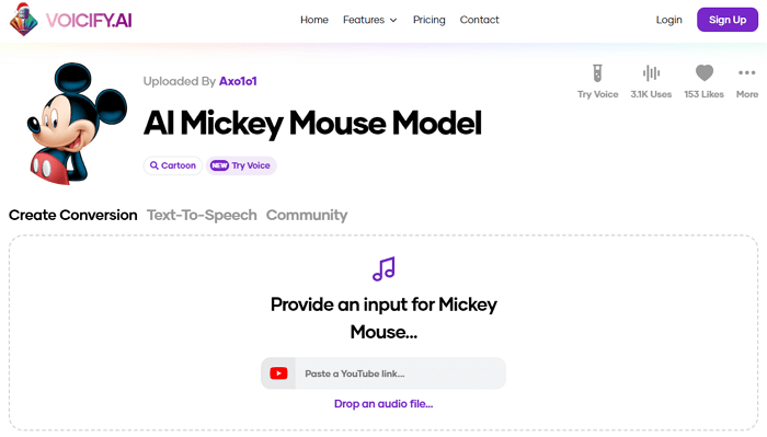 Voicify.ai Mickey Mouse Voice Changer