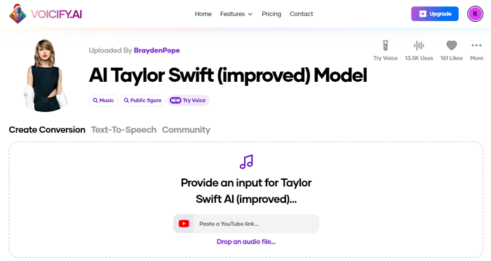 Voicify.AI Taylor Swift AI model interface