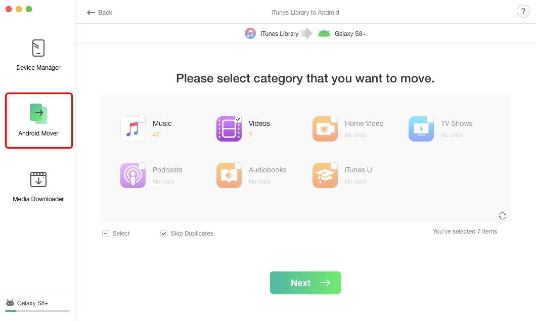 How to Watch iTunes Movies on Android via AnyTrans for Android - Step 2