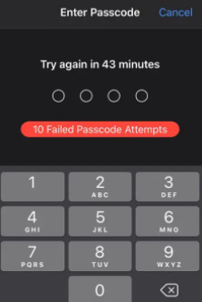 10 Failed Passcode Attempts