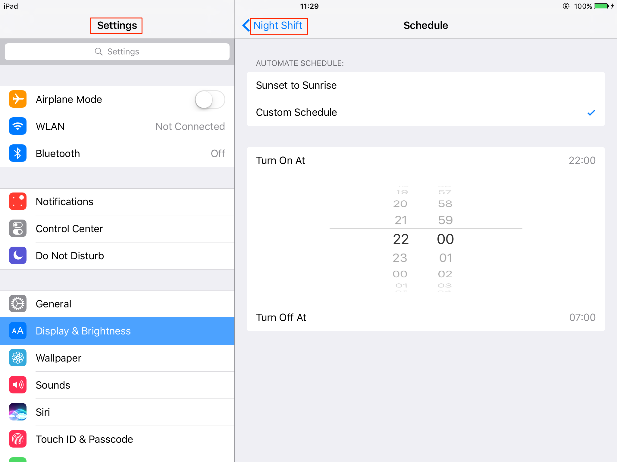 Set Night Shift On A Custom Schedule