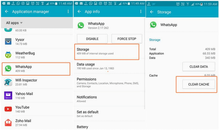 Clear Cache of WhatsApp on Your Phone