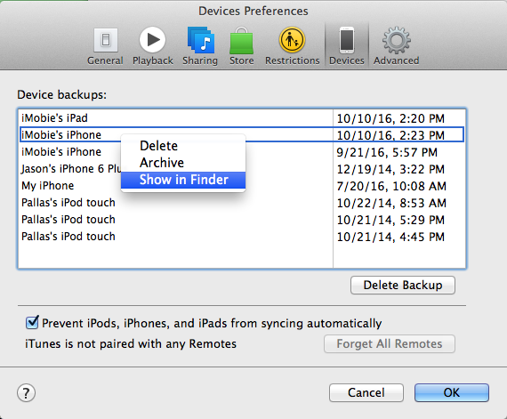 delete old itunes backups on mac