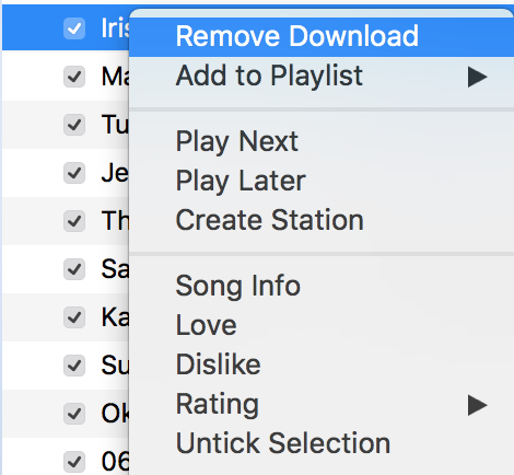 Remove cloud files from iTunes
