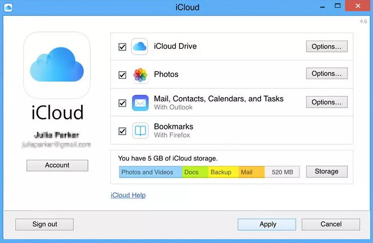 windows 10 icloud download