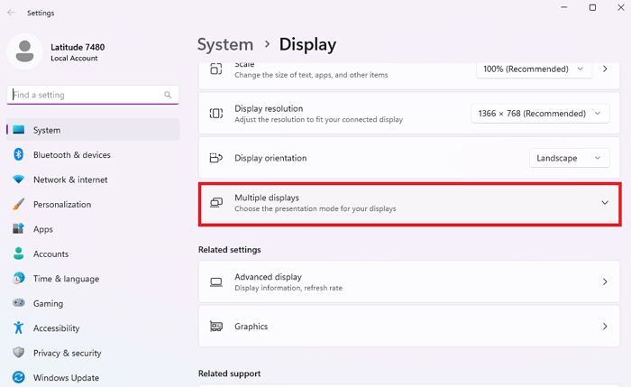 Windows Multiple Displays