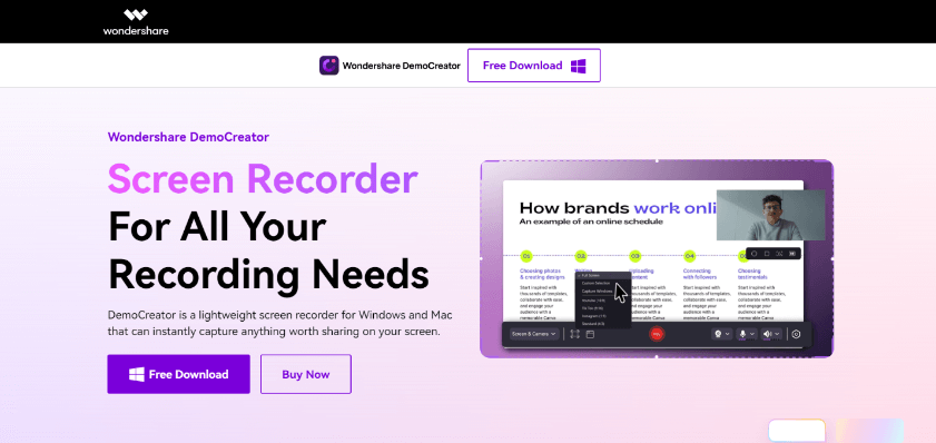 Wondershare Democreator Website Interface