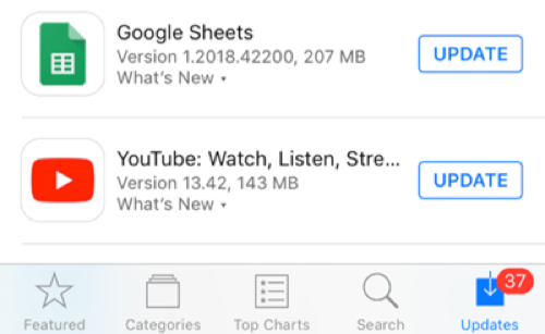 Update the YouTube App from App Store on your iPhone