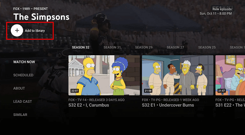 YouTube TV Will Direct You to Add to Library