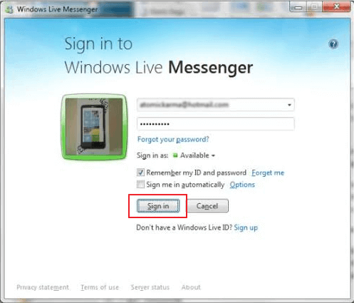 Reset the Settings in Windows Live Messenger