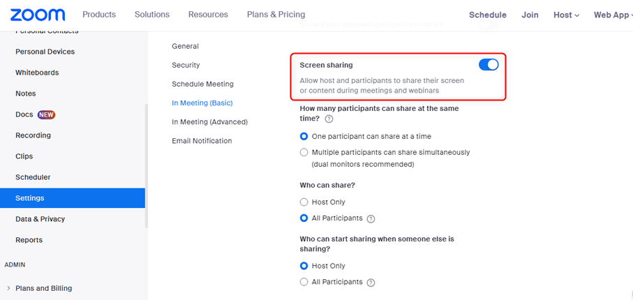 Turn On Screen Sharing