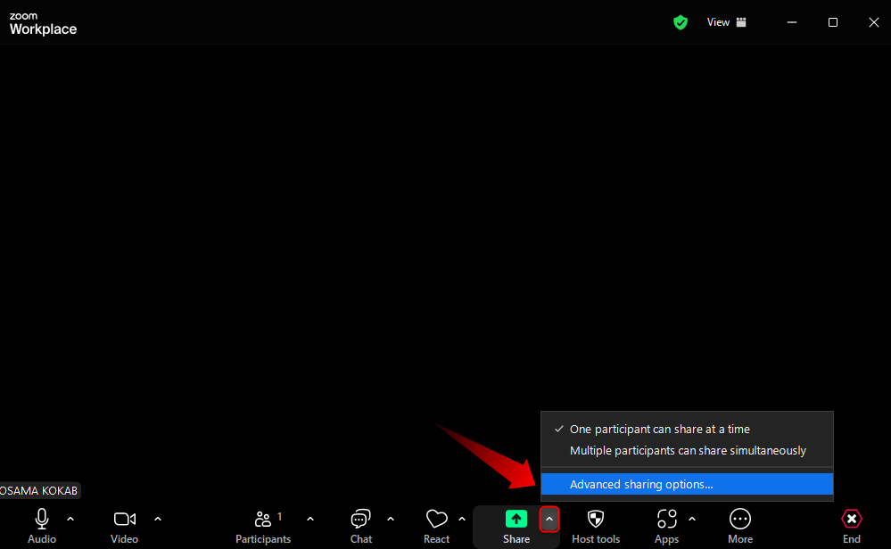 Choose Advanced Sharing Options