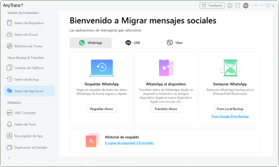 Captura de pantalla de la página web con iconos