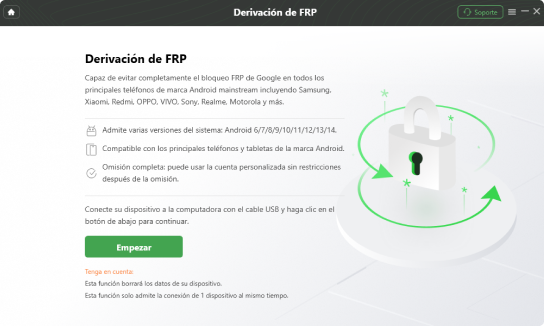 Captura de pantalla del dispositivo con clave