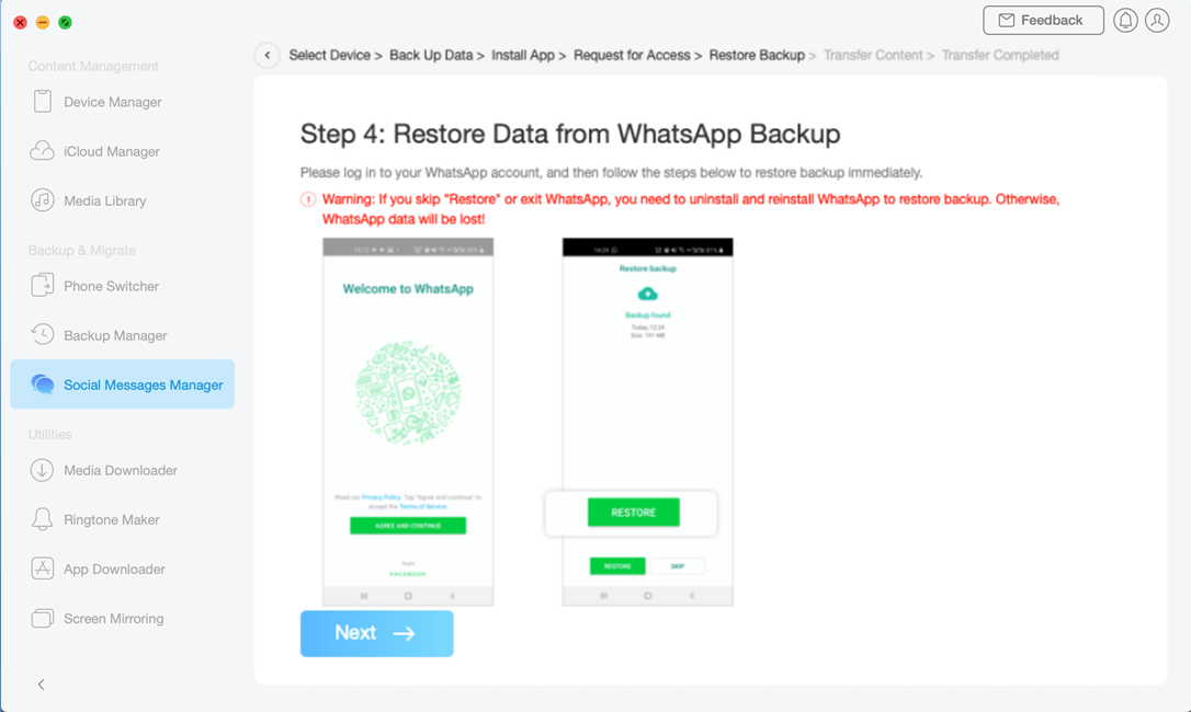 Restaurar el Respaldo de WhatsApp