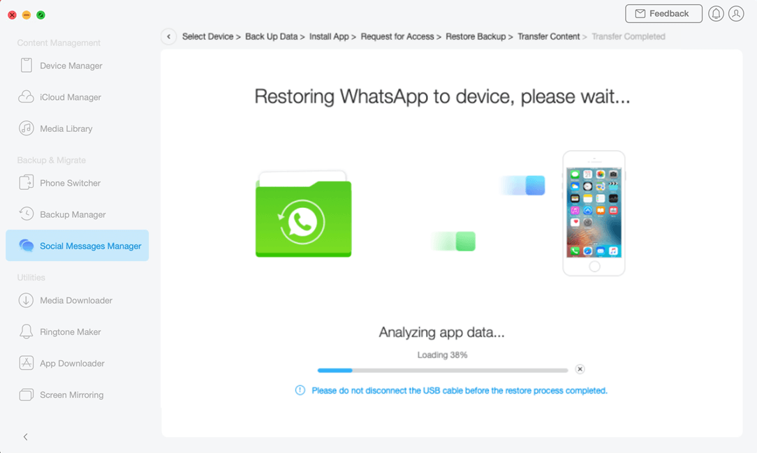 Restaurando WhatsApp a Dispositivo iOS