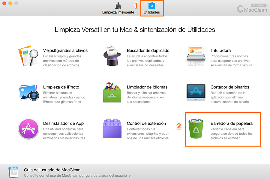 Elija Barredora de papelera