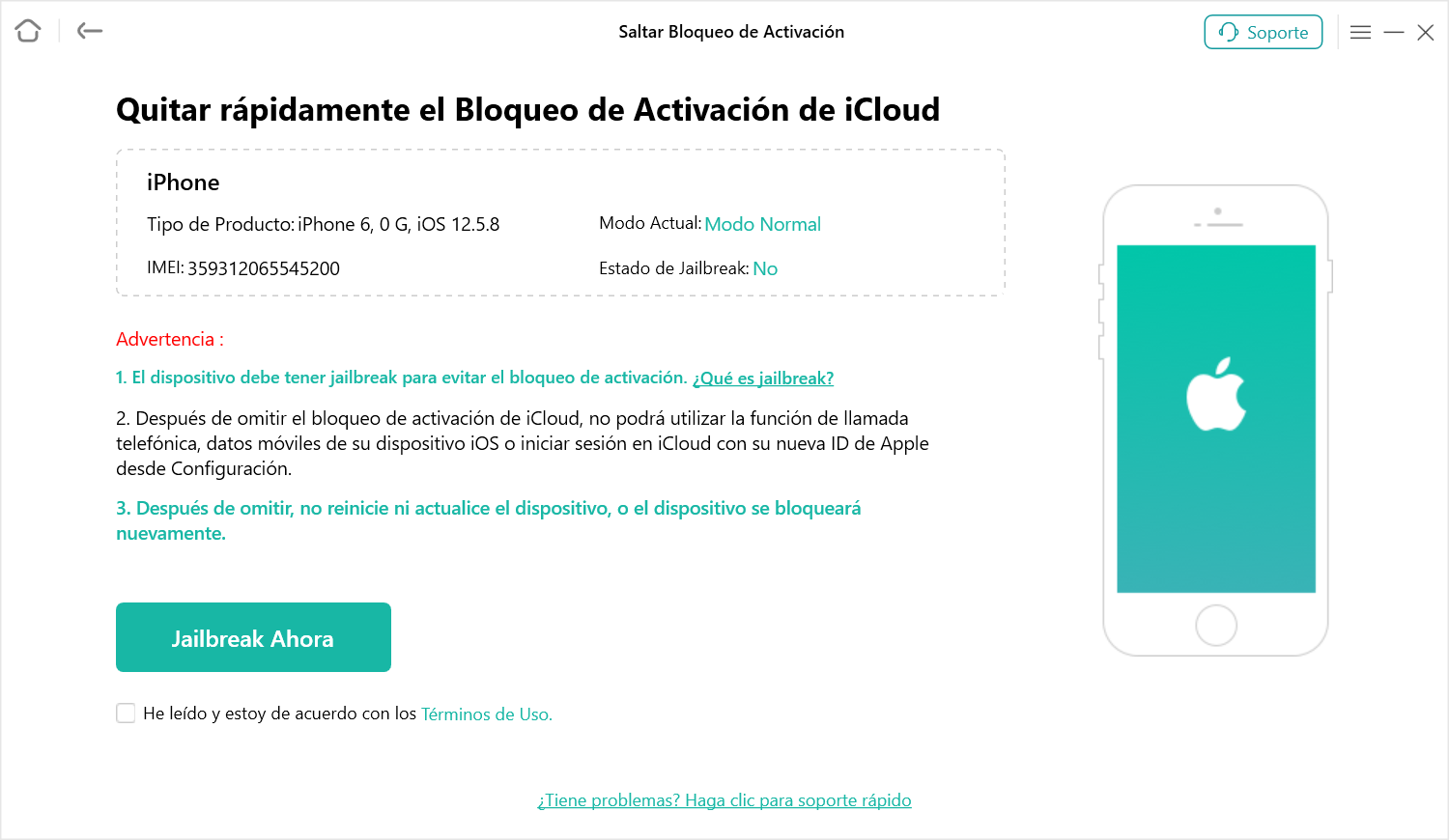 Haz clic en el botón Jailbreak ahora