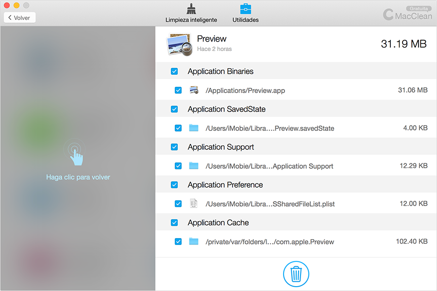 Los detalles sobre archivos adjuntos de aplicación