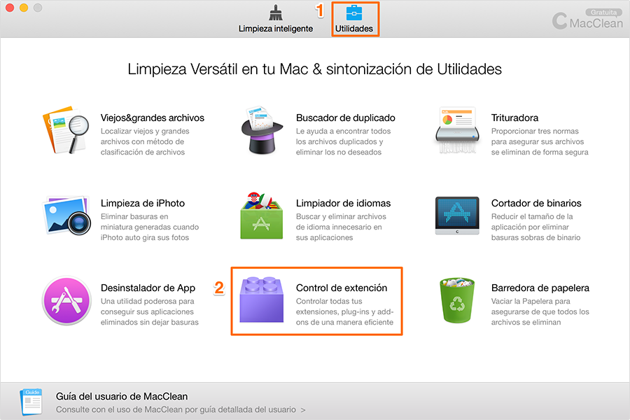 Elija control de extensión