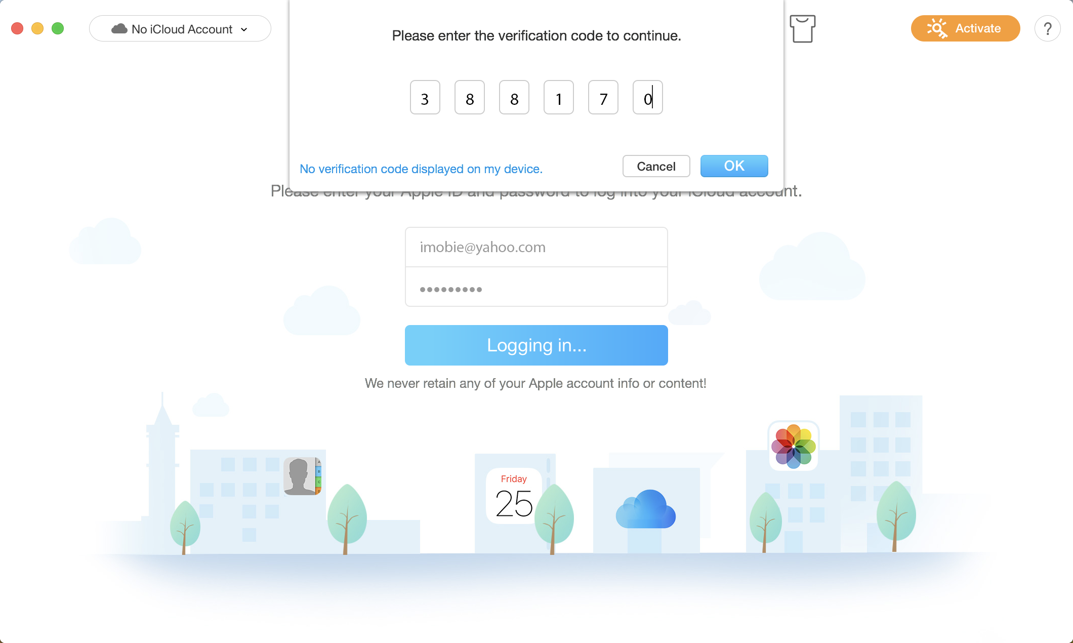Obtener un código de verificación e inicie sesión con autenticación de 2 factores en AnyTrans - 4