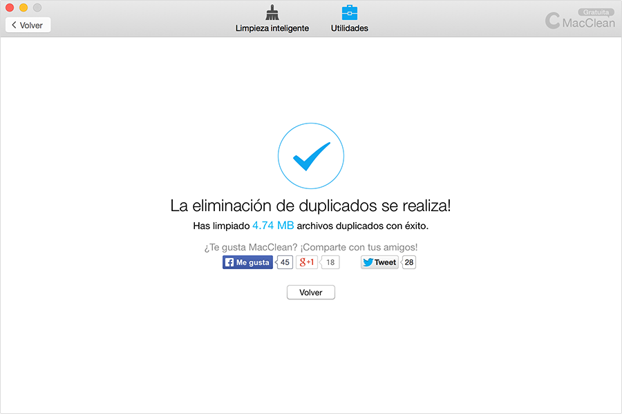 Terminar Eliminación y compartir con amigos