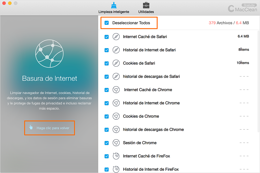 Deseleccionar Archivos específicos