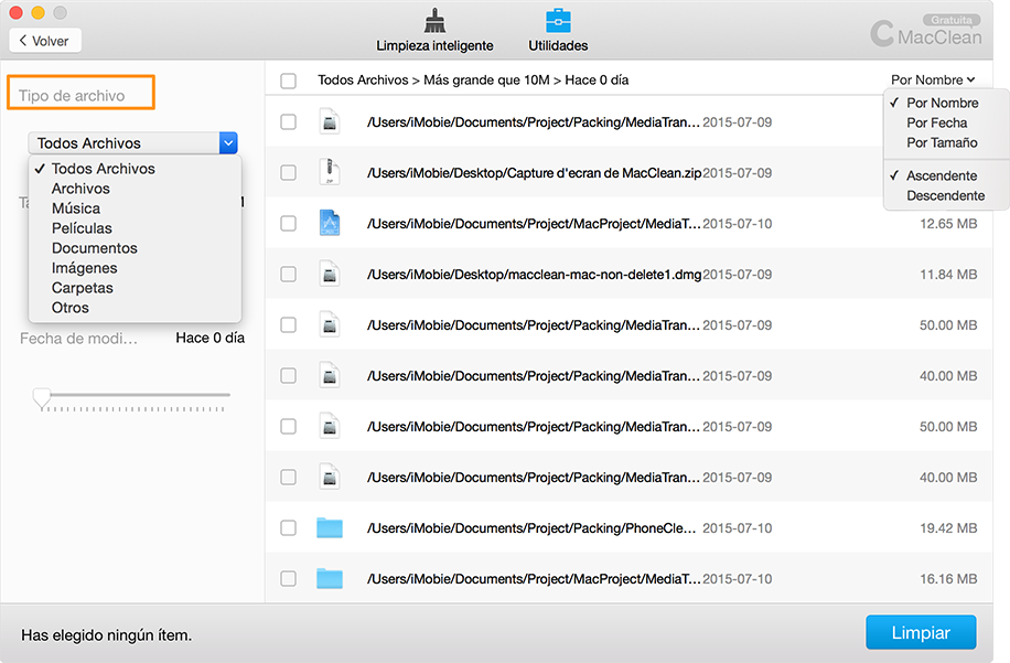 Administrar los archivos