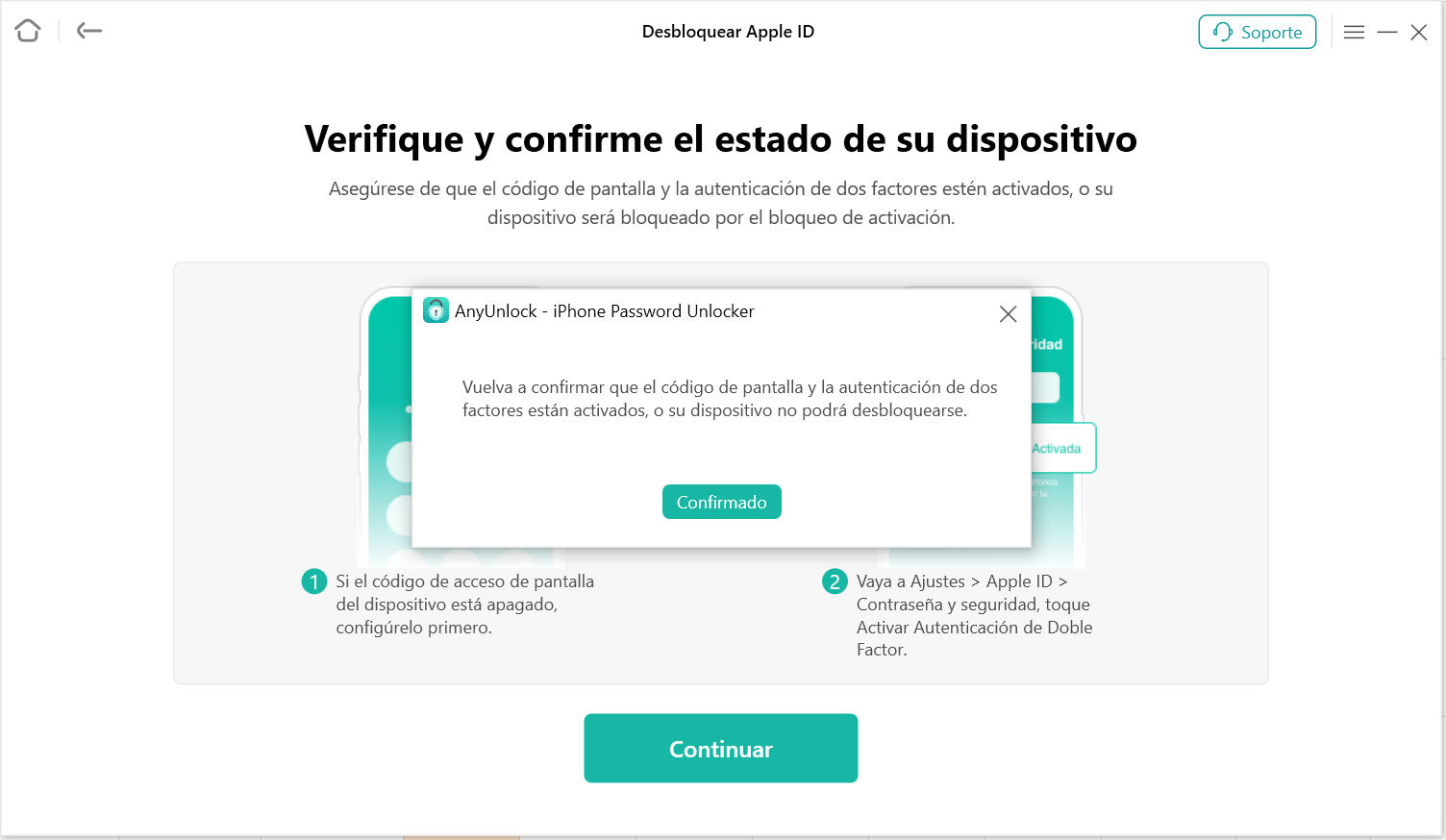 Hacer clic en el botón Confirmado