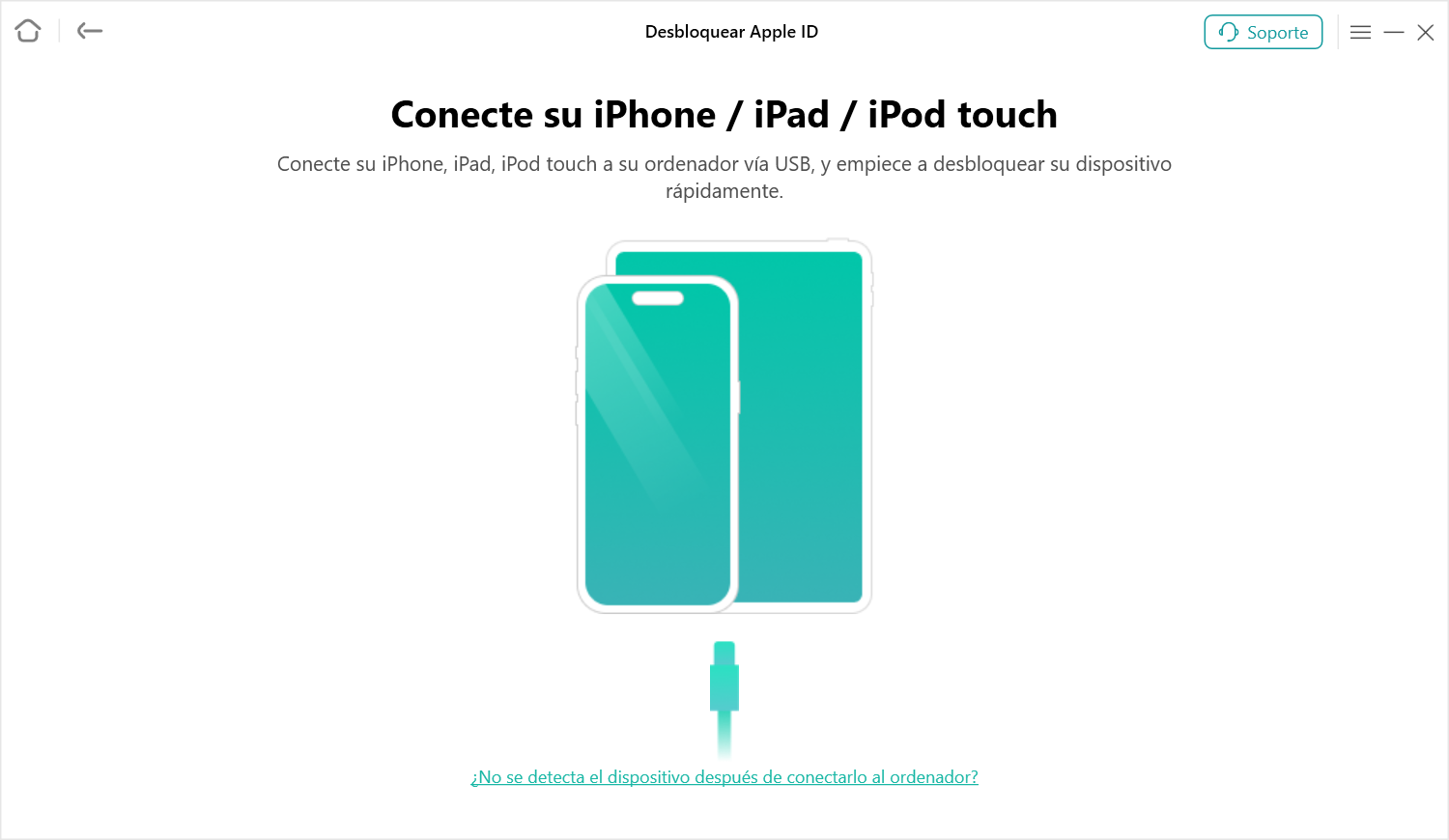 Conectar su dispositivo iOS al ordenador con un cable USB