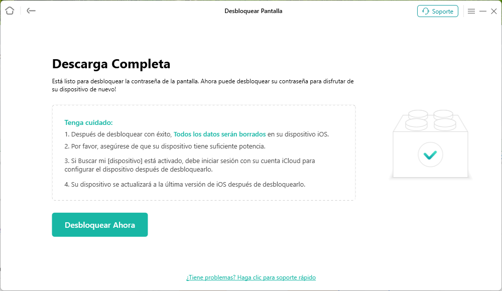 Seleccionar la opción Desbloquear ahora