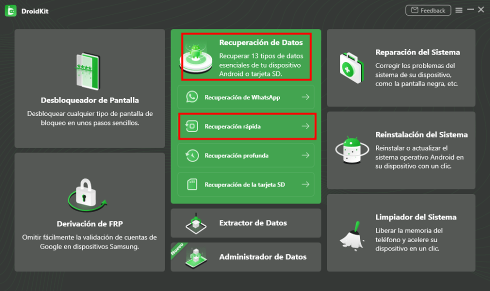 DroidKit Recuperación Rápida