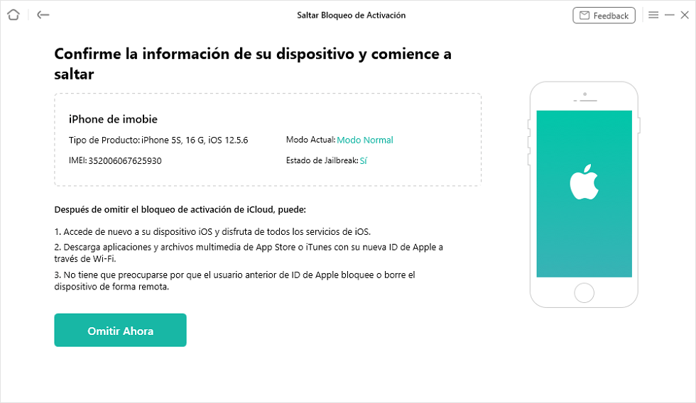 Proceso para quitar el Bloqueo de Activación de un iPhone conectándolo a AnyUnlock