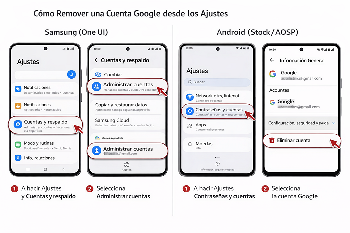 Cómo eliminar una cuenta Google en smartphones